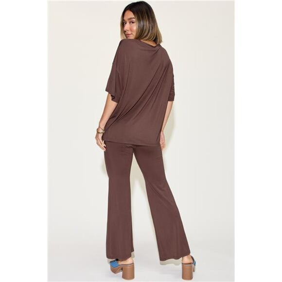 Basic Bae Full Size Bamboo Drop Shoulder T-Shirt and Flare Pants Set - Picture 13 of 16